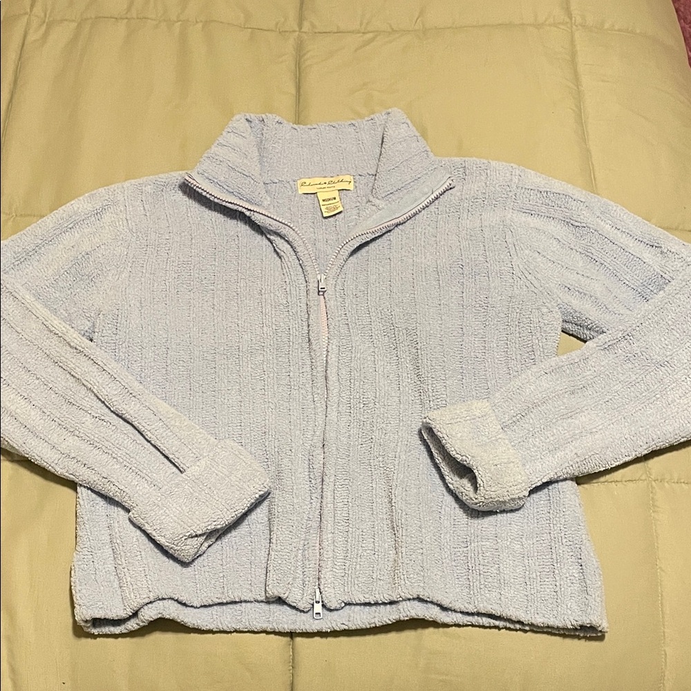 Colorado Clothing Luxury Knits Periwinkle Light Blue Zip Up Sweater